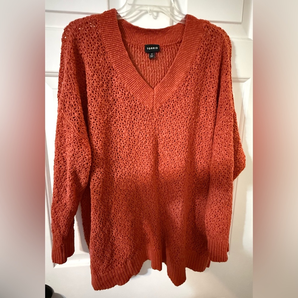 Torrid 3x Women's V-Neck Sweater in Warm Orange